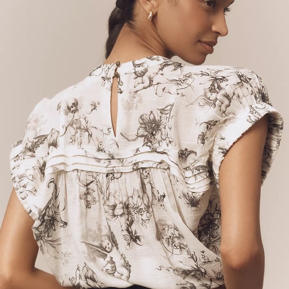 Floral Print Ruffle Sleeve Top - Picture 2 of 8